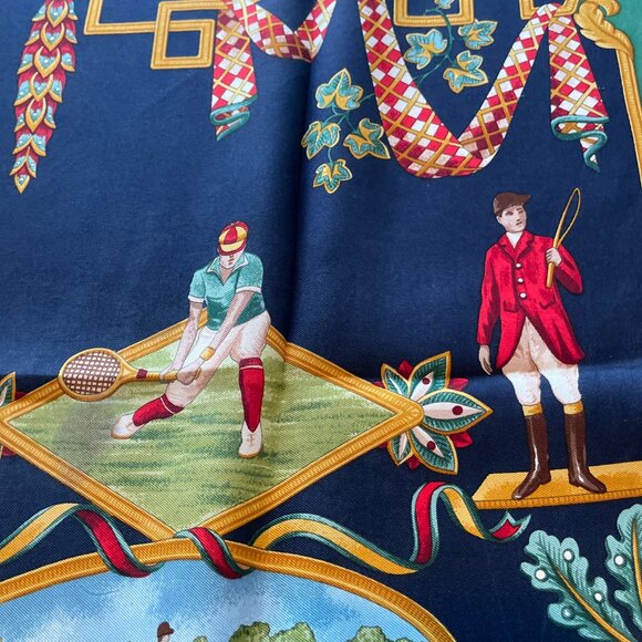 Salvatore Ferragamo Vintage Silk Scarf – Equestrian & Sports Theme - Picture 6 of 15